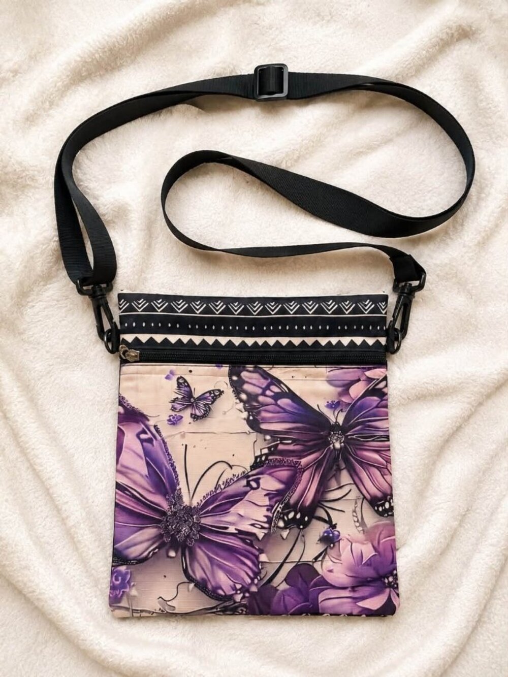 Butterfly purple crossbody bag